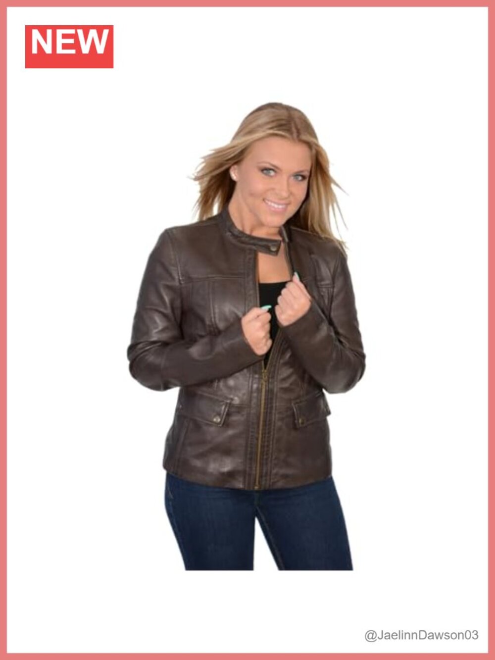 Lambskin Leather Snap Collar Scuba Jacket Quilted Long Sleeve